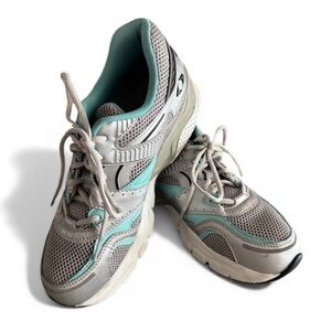 Apex Womens Boss Runner Active Shoes X-Last-Silver Sea Blue Size 10 X-Wide EUC